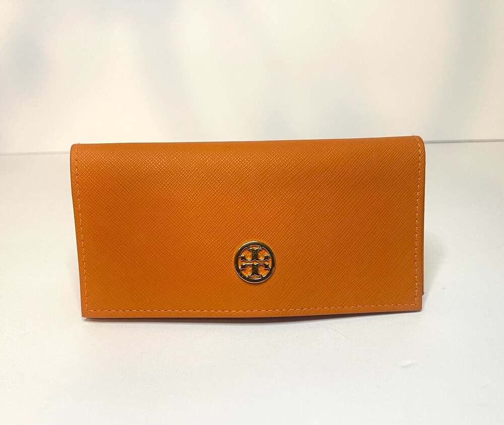Tory Burch Saffiano Leather Eyeglass Case Orange